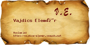 Vajdics Elemér névjegykártya